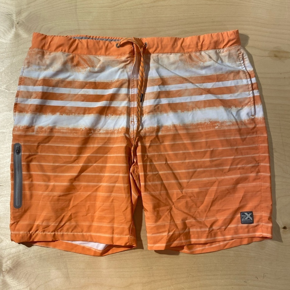 ZeroXposur Orange and White Striped Board Shorts XXL (PA)